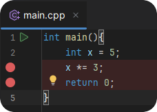 Breakpoints placed in CLion's editor interface