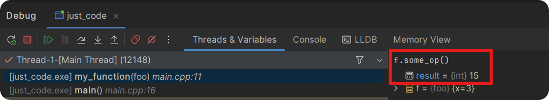 Evaluated expression in CLion's debugger