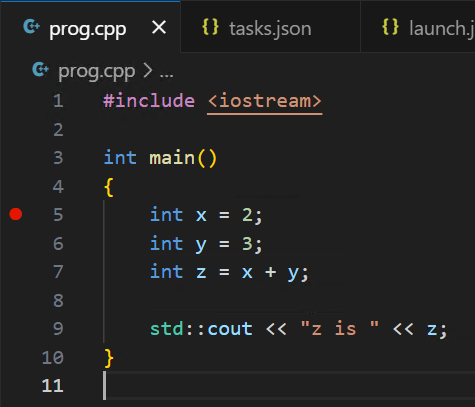 A breakpoint in VS Code