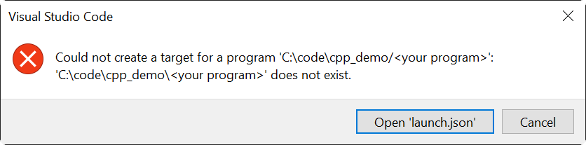 A common error when launching debug sessions in VS Code