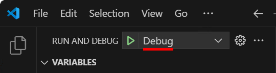 The selected debug configuration VS Code