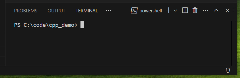 VS Code terminal open in a workspace
